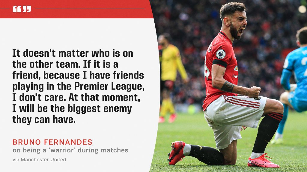 ESPNFC's tweet photo. Bruno Fernandes has sent a warning to the rest of the Premier League ⚠️ https://t.co/WU7U0CIZi2