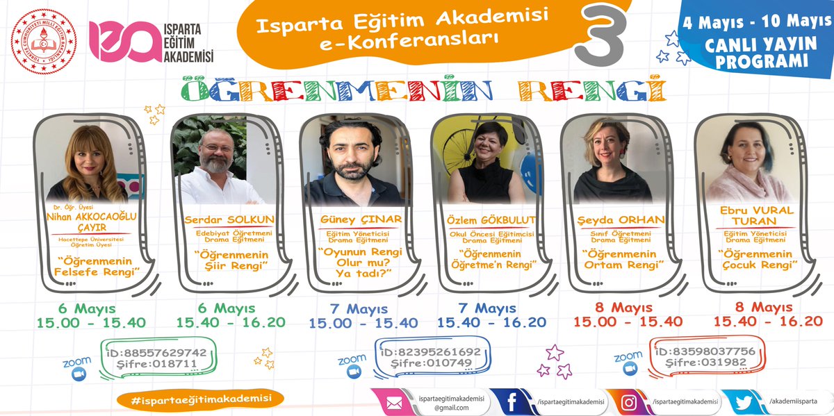 ispartamem's tweet photo. Isparta Eğitim Akademisi Bu Hafta Rengarenk!

Alanında uzman drama eğitmenlerinin katılımıyla öğrenmenin farklı renklerini konuşacağız.  Tüm öğretmen ve velilerimizi bekleriz.
#ispartaeğitimakademisi
@tcmeb @ziyaselcuk @hmzaydg
 @akademiisparta @dbomeryilmaz @fevzigcluu https://t.co/JJHSWnegEb