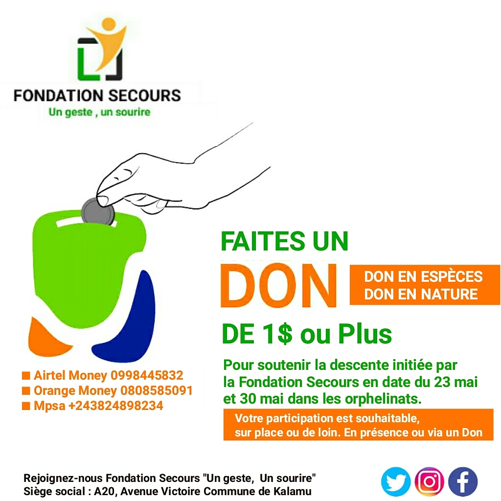 fondasecours's tweet photo. Appel aux dons ! 

Soutenons tous , l'appel de don initié par la fondation secours. Avec seulement 1$ ou plus , contribuons pour l'activité du 23 mai et 30 mai 2020. Un geste , un sourire !
Aaaaaa
Fondation secours https://t.co/Ugw5KOwSDL