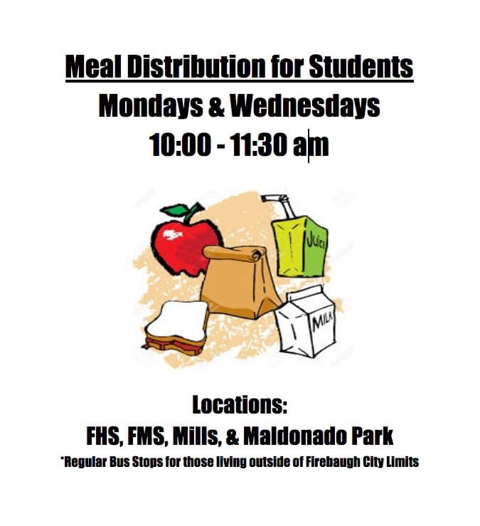 millsinter's tweet photo. New times - Starting today, meals will be distributed on Monday and Wednesday from 10:00 - 11:30 am. Be safe and stay healthy. #fldusd #supfreitas #millsinter https://t.co/Otzqp0wig8