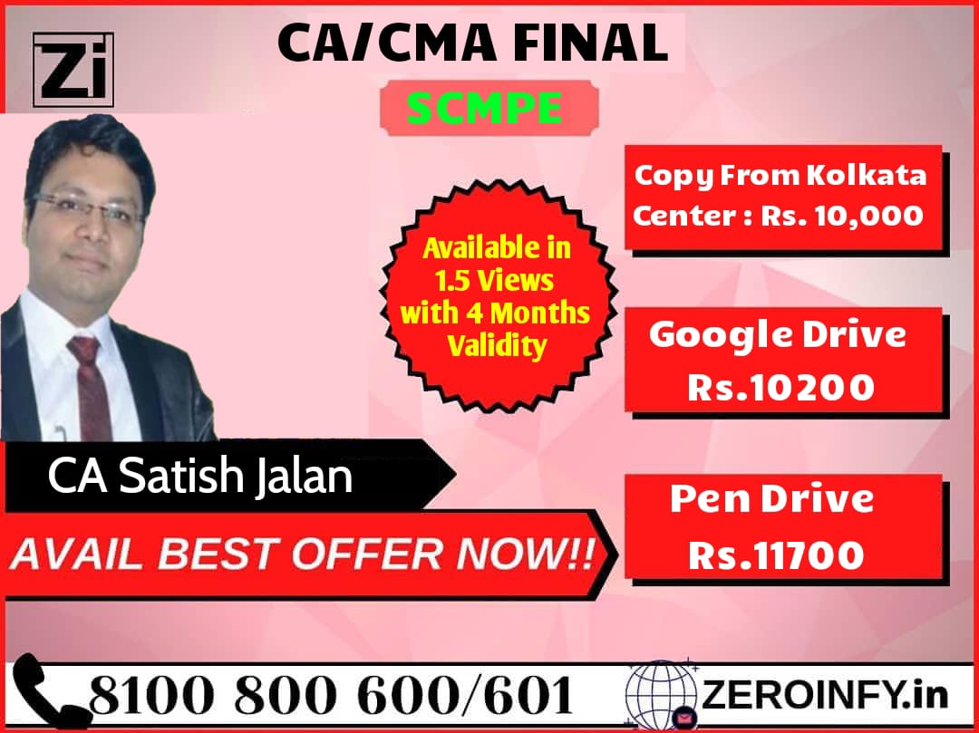 Get CA/CMA Final SCMPE Latest Video Lectures by CA Satish Jalan Starting from Rs. 10,000.

1.5 Views with 4 Months Validity Available!

Link- bit.ly/ca_cma_scm

Call/WhatsApp: 8100 800 600

#CAFinalSCMPE #CMAFinal #CAFinalCosting #CASatishJalan #CAFinalNew #Zeroinfy