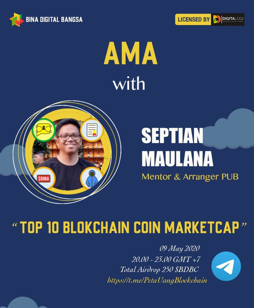 uzhii_MF's tweet photo. Berkah #Ramadhan dengan belajar "Top 10 #Blockchain Coin Marketcap" dalam #AMAsesi12
Bersama mentor @tianbuyung
🗓 9 Mei pukul 20:00 WIB
Yuk ikutan dengan klik https://t.co/NFo50lU949
#PetaUangBlockchain
@Digitalogi
@binadigibangsa https://t.co/cWCCUQmNnT