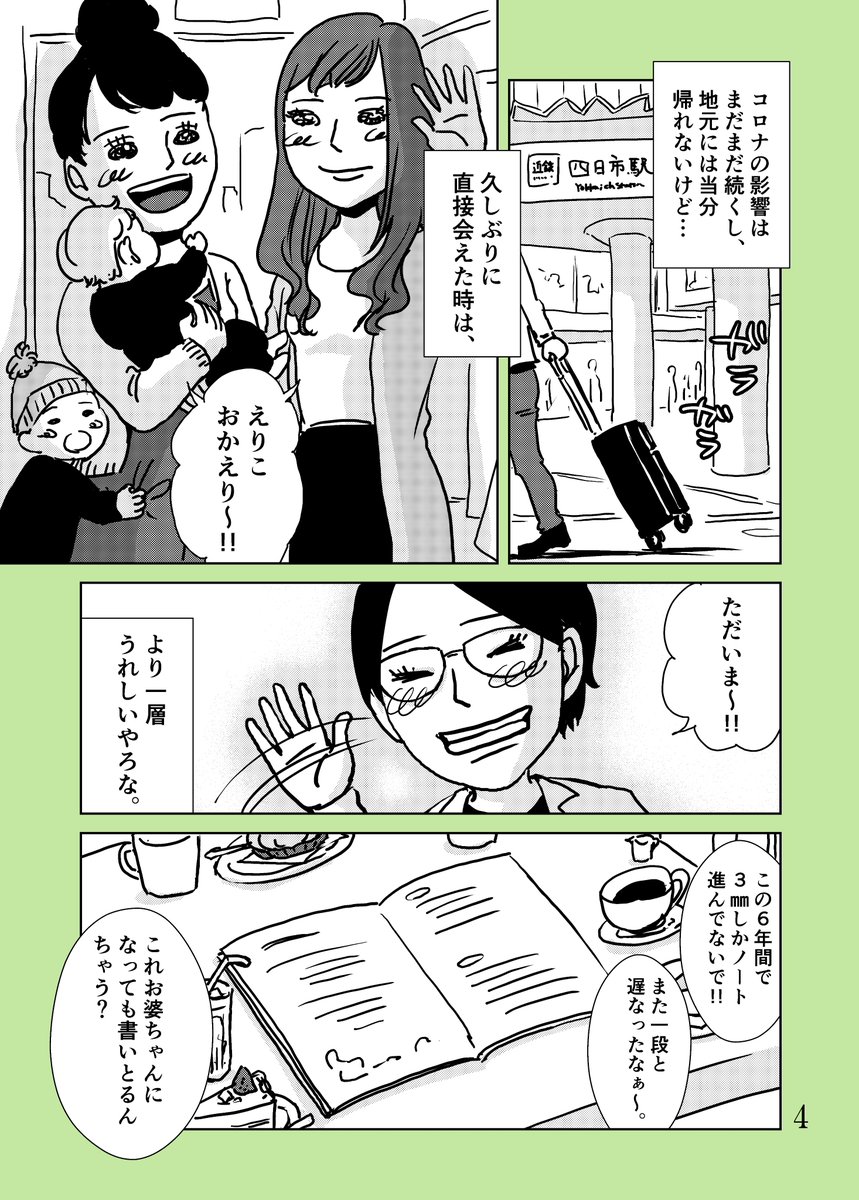 アラサーの幼馴染み3人で交換ノートをする話

ふと思い立ち、めちゃくちゃ久しぶりにエッセイマンガを描いてみた。

#幼馴染み #交換ノート #帰省
#エッセイマンガ #日常マンガ
#漫画が読めるハッシュタグ
#春の創作クラスタフォロー祭り 