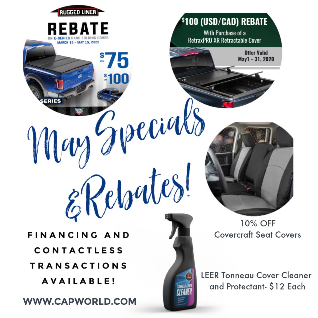 Cap World On Twitter During The Month Of May Specials On Covercraft Seat Covers Leer Tonneau Cover Cleaner And Protectant And Rebates On Tonneau Covers Tonneaucovers Rebates Covercraft Leergear Capworldtruckaccessories Https T Co Ez60k23p0m