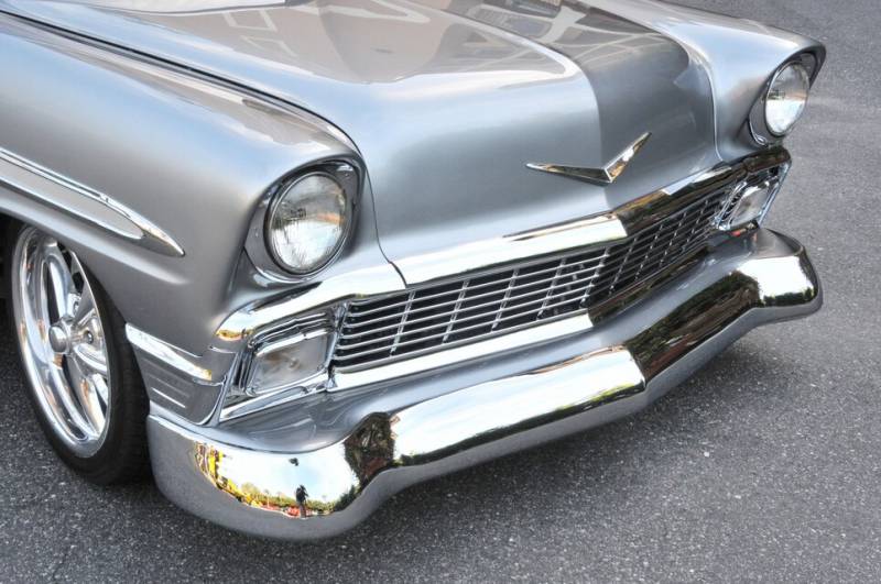 realdealsteel1's tweet photo. This week's #easyupgrade for your #56chevy. New one-piece #smoothfrontbumpers fit all #1956 models. #chrome #bumpers #custom56chevy #customchevy In stock, ready to ship: https://t.co/w9jk1odn6R #tri5chevy #classicchevy #chevy #chevrolet https://t.co/IKvnBSaBHC