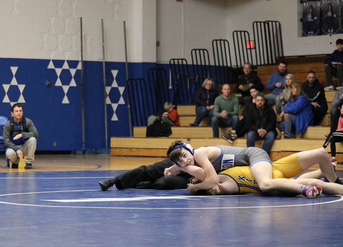 MadisonWrestler's tweet image. Madison Wrestling weight class of the day is 138:
The featured wrestler is:
Aiden Sample So: 1x varsity letterman with 15 varsity wins on the season. Also placed at 2 varsity tournament &amp;amp; 1st at 3 JV tournaments. He is the recipient of most improved wrestler award on varsity.