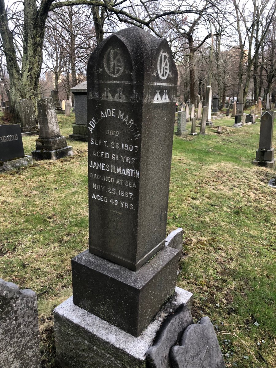“Drowned at Sea,” James H Martin was a ship’s cook born in Antiqua, West Indies. He was the second mariner his wife Adelaide married. His step-son became a ship’s cook too. “Seafarer” was the 2nd most common profession for Black men in Halifax at the time, after “labourer.” (1/2)