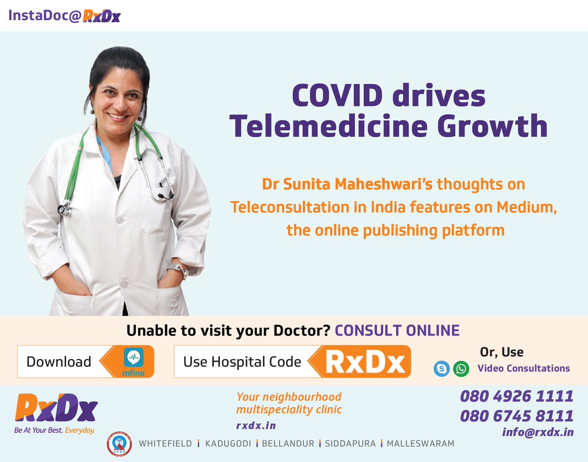 India legalizes Telemedicine as COVID-19 stretches hospital resources – Dr Sunita Maheshwari, Dr Chhavi Mehra & Dr Vijaya Vathsa, #Teleconsultant #FeatureArticle #Medium #PediatricCardiology #InternalMedicine #RxDx
Teleconsultation & Medicine Home Delivery
buff.ly/2MrWqf2