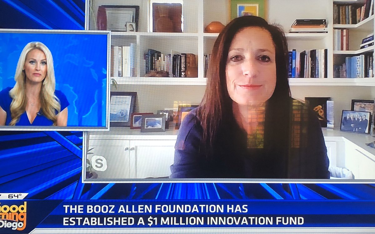 RohnerJoe's tweet photo. Waking up on a Monday morning watching my mentor &amp; friend @JennieBrooksSD from @BoozAllen talk about our foundations $1M innovation fund. With over 1,200 employees in #sandiego, this vibrant community means the world to us! #westcoastbestcoast #beboozallen #innovation #community https://t.co/OozbbXitjs