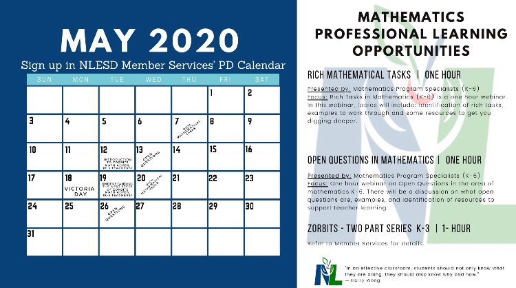 NLESDNT's tweet photo. Hey K-6 Mathematics teachers @NLESDCA check this out!!There are a number of exciting Invitational Numeracy webinars being offered in the PD Calendar via Member Services this month. If interested, please register as spaces are limited!! See poster for details!! https://t.co/hpTs0HFAgg