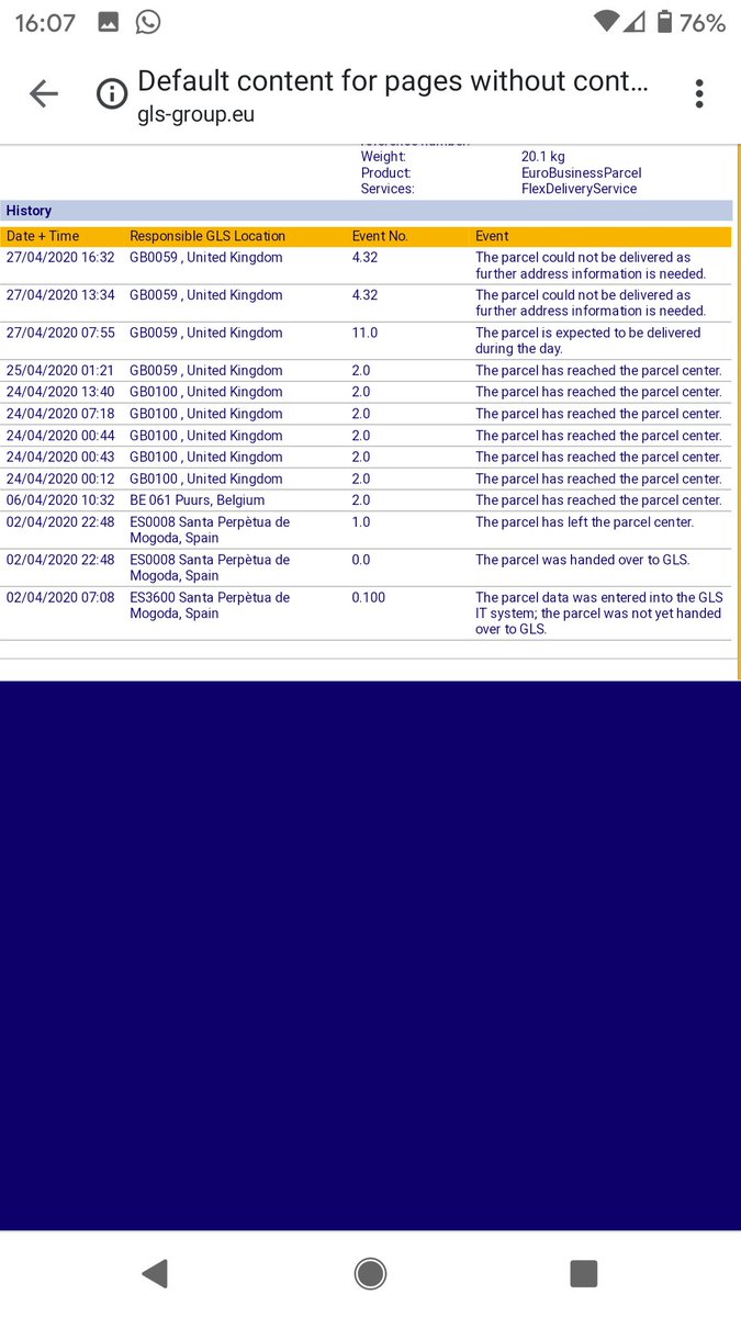 Noylette's tweet photo. @deporvillage Its now in the UK but not able to be delivered?! https://t.co/QQ5xXz1D7v