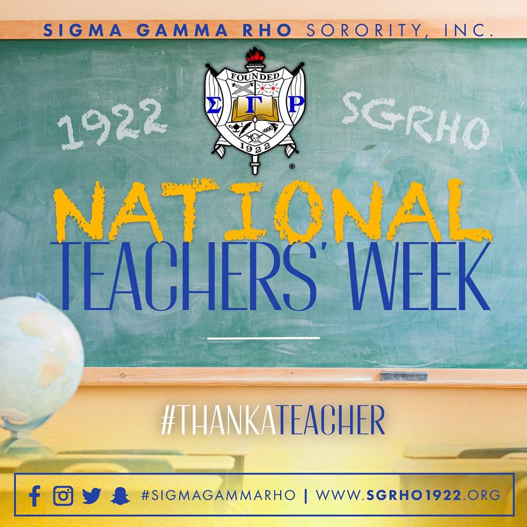 gos_sgrho's tweet photo. Itβs #TeacherAppreciationWeek! Teachers impact the lives of so many people every day! Letβs show our appreciation, gratitude and support. #ThankATeacher! #SigmaGammaRho #SGRho #GammaOmicronSigma #GOSshine https://t.co/DCY2Mt4uAj