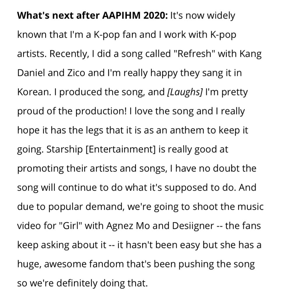 maulanadnc_'s tweet photo. “... we're going to shoot the music video for "Girl" with @agnezmo and @LifeOfDesiigner -- the fans keep asking about it -- it hasn't been easy but she has a huge, awesome fandom that's been pushing the song so we're definitely doing that.” @steveaoki 

can’t wait!! @billboard https://t.co/KzGS0gC7Ub