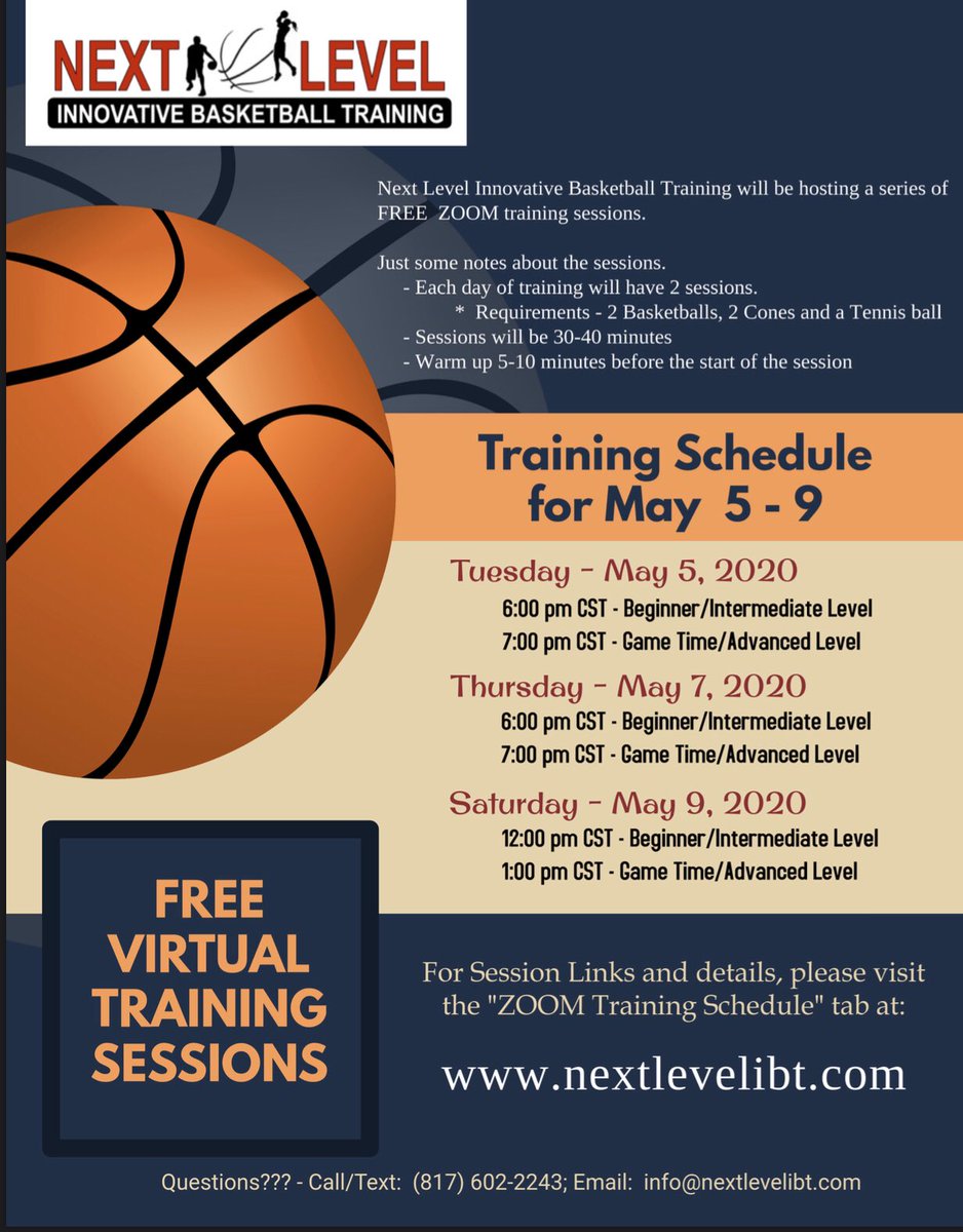 Here is this week’s FREE Virtual Basketball Training schedule. May 5,7 and 9.