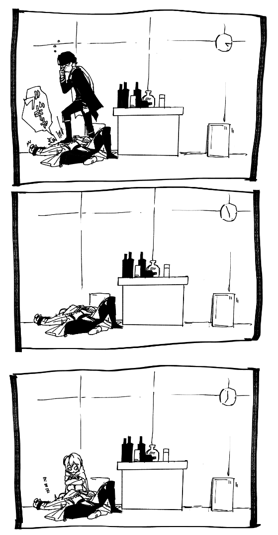 @PixivF_TL 三徹目あがりで飯を食おうとしていた艦長に儲け自慢をしにきたはずなのに記憶が飛んでる貿易王(+@葉中実さんとこのチワさん) 