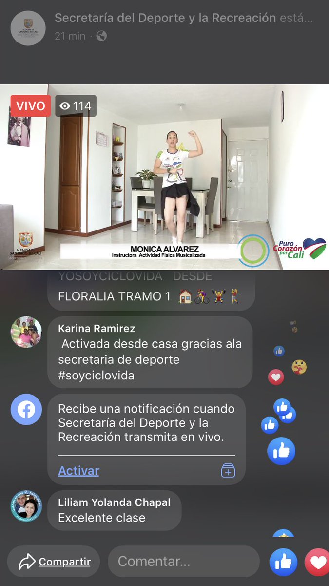 Cristinarei1708's tweet photo. @SecDeporteCali todos conectados con la Secretaria del Deporte y la Recreación. Aprovechando estos espacios que nos brindan. 💃🏻🤸🏻‍♀️🏋🏻‍♀️🏋🏻‍♂️ #ciclovidaxwin #calienforma https://t.co/Y7BLQ9MNSj