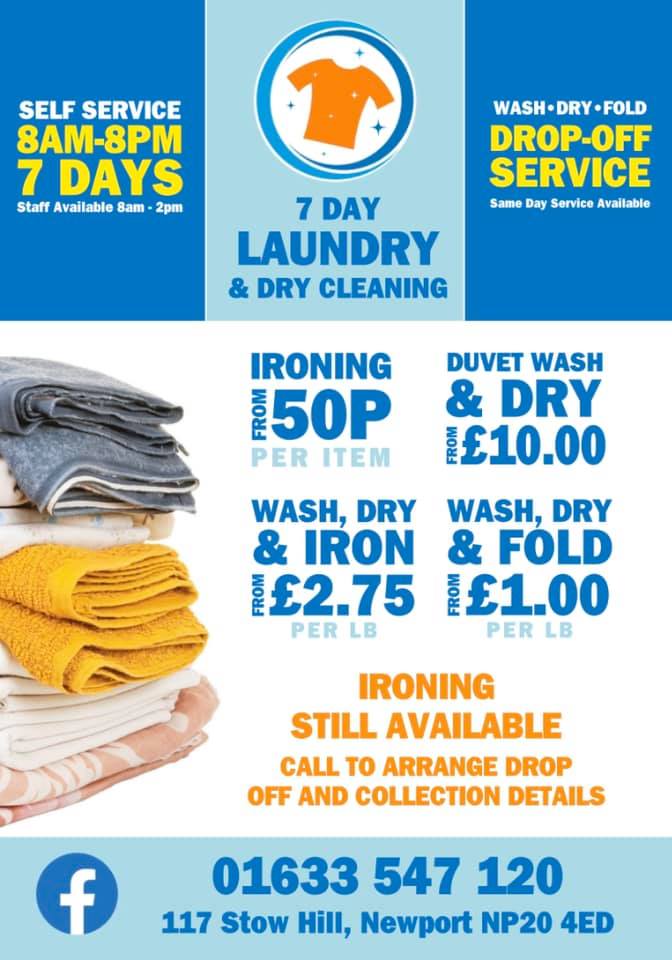 LocallinkMag's tweet photo. 7 Day Laundry are still open! Providing exceptional dry cleaning, ironing and many other services ⭐️⭐️

Give them a call toady on 01633 547120 for more details📞 https://t.co/vkzj8a7V8x