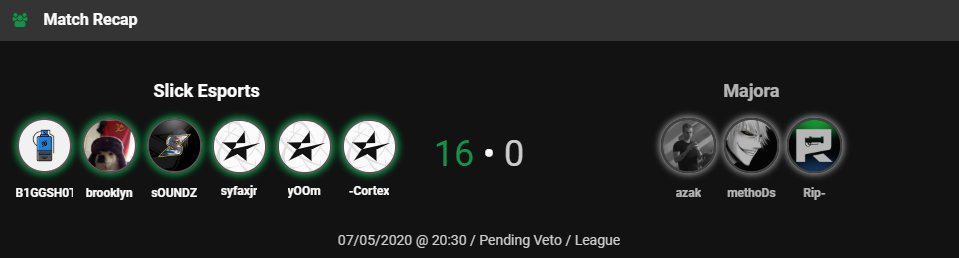 yOOm_CSGO's tweet photo. We got a FFW in our 3rd match of the season, 2-1 in @ESEA open now! Next game on saturday against Passions Of Gaming Black. Good luck to them!
#DareToBeSlick #beslick
@sOUNDZeu @brookevitch @syfaxjr @B1GGSH0Tcsgo @SlickEU https://t.co/fL3wtFzS3G
