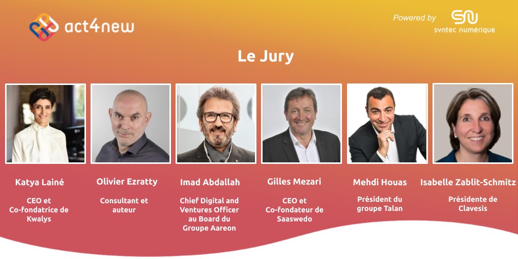 numeum_'s tweet photo. 💡 Découvrez ci-dessous les membres du jury de notre #idéathon #Act4new !
Act4new, c'est un appel à mobilisation citoyenne dans lequel des équipes techniques mettent en application les idées proposées par le grand public.
➡ Participez et inscrivez-vous https://t.co/R1SJkpWUDc https://t.co/ZuY5oI9uCA