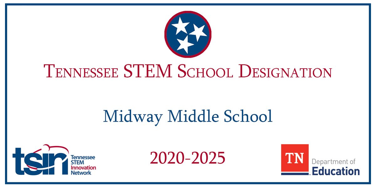 Congratulations to Midway Middle School in Ten Mile, TN for being awarded 2020 Tennessee STEM School Designation! #TNSTEM <a href="/RoaneSchoolsTN/">Roane County Schools</a>