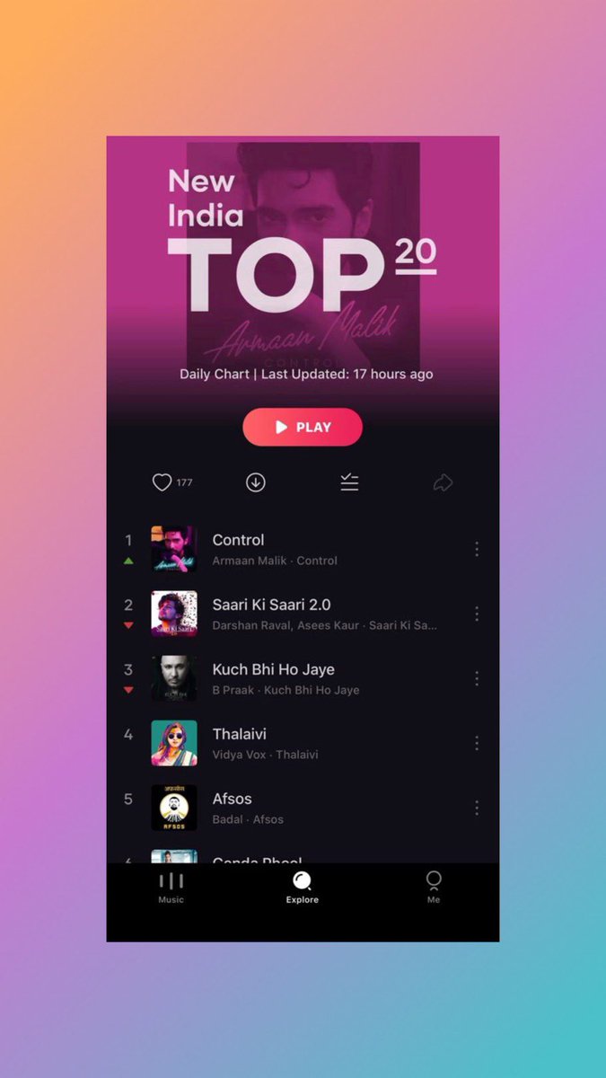 ArmaanMalik22's tweet photo. #CONTROL is No.1 on #RessoIndia App &amp; on @TikTok_IN English Hits 💘 https://t.co/XuO8DDbaqE