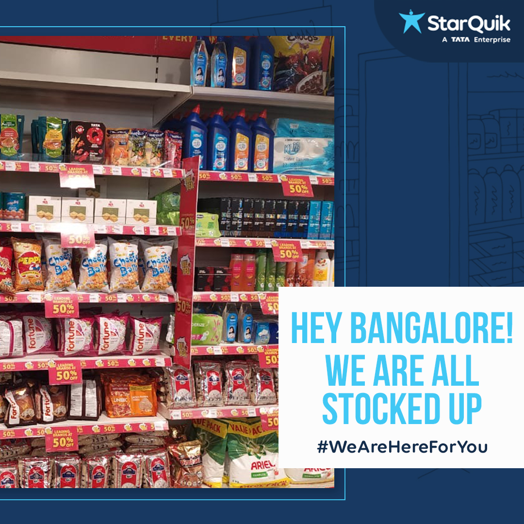 StarQuik's tweet photo. Hola Bangalore! Guess what? Our shelves are all filled with a variety of grocery items to choose from.
Visit https://t.co/5mJZGzvfn4 and order to your heart's content.
#Bangalore #StockUpdate #FoodEssentials #StaySafe #SafeDelivery #DeliveryDrivers #GroceryDelivery #StarQuik https://t.co/q1wMWIlLdd