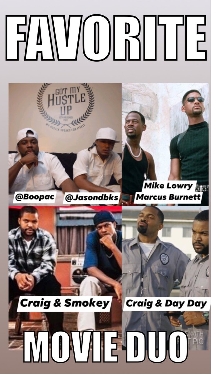 JASONDBKS's tweet photo. Thank you to all the Fans who love the Movie Got My Hustle up we are Honored to have people compare us to some of the greatest to ever do it.. WHO IS YOUR FAVORITE?? #RETWEET #GOTMYHUSTLEUP #BadBoysforLife #NEXTFRIDAY #FRIDAY https://t.co/bv5EfGzV39