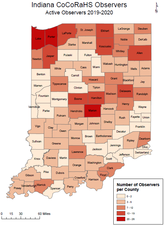 CoCoRaHS is still looking for volunteer weather observers. They are having an online training session on May 7th. The attached map shows where we need observers the most! bit.ly/3bzuNNI. #INwx #nwsind