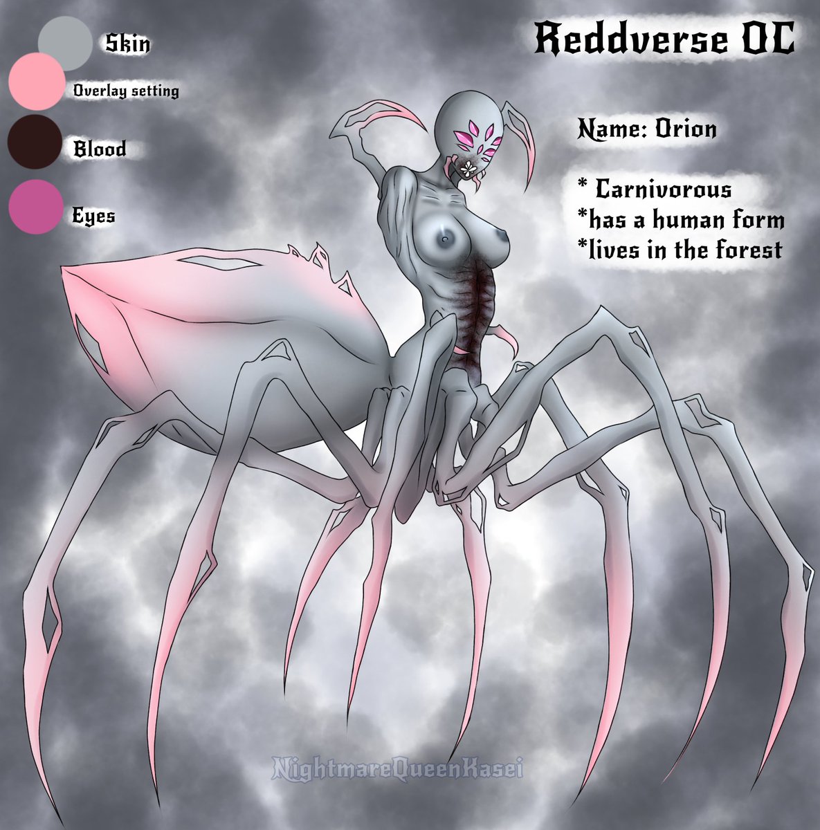 UsaagiiMoon's tweet photo. Oc for @Alice59Xx Reddverse story! I am very proud of my spider cryptic uwu
#nightmarequeenkasei #reddverse #reddverseoc #spideroc #art #digitalart #characterconcept https://t.co/FUKHu64Tdv