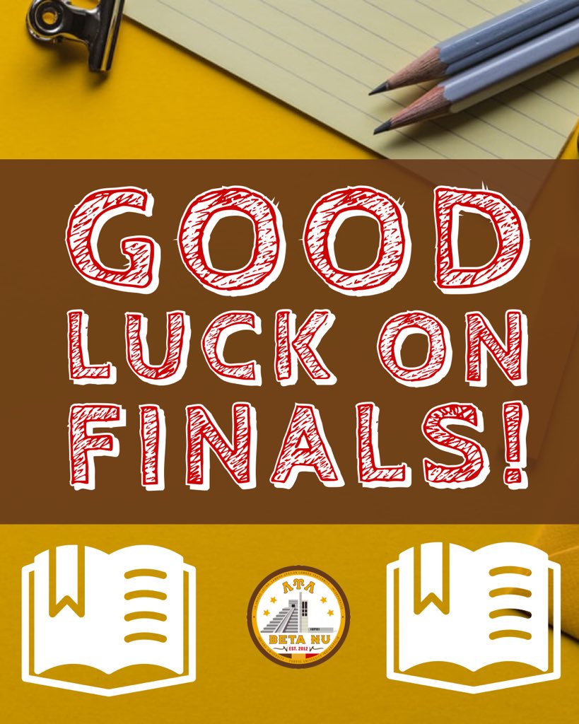 LUL_Indy's tweet photo. Wishing everyone good luck on their finals. The semester is almost over and we have to finish strong! https://t.co/RJGT0JSGrq
