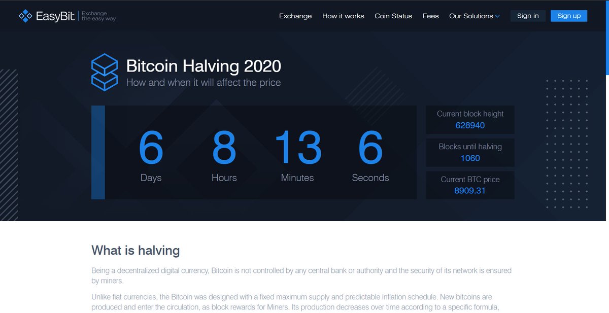 EasyBit_com's tweet photo. Less than a week for the Halving!! πββοΈ
-----------
Find out what experts think of the halving and how it will affect the price: https://t.co/FmlUGQFSch π
#BTC $BTC #halving #btchalving #halving2020 #btcprice #blockchain #crypto #cryptocurrency #exchange #easybit https://t.co/wc5RU835It