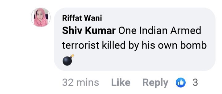 Riffat Wani was also celebrating deaths of Indian army