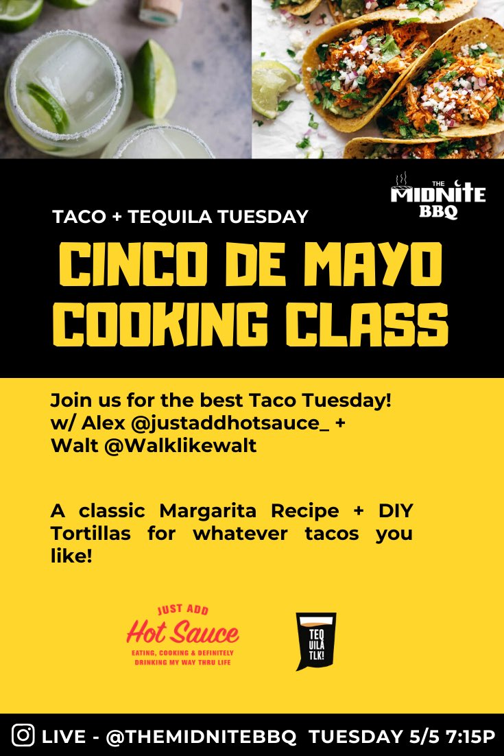 WalkLikeWalt's tweet photo. Tomorrow Evening !!!
After I Pre Game I’m Learning How To Make Homemade Tortillas &amp; Margaritas w/ @themidnitebbq 

Catch Us Going Live At 7:15 @TequilaTlk🥃 https://t.co/B21ZdYxs7W