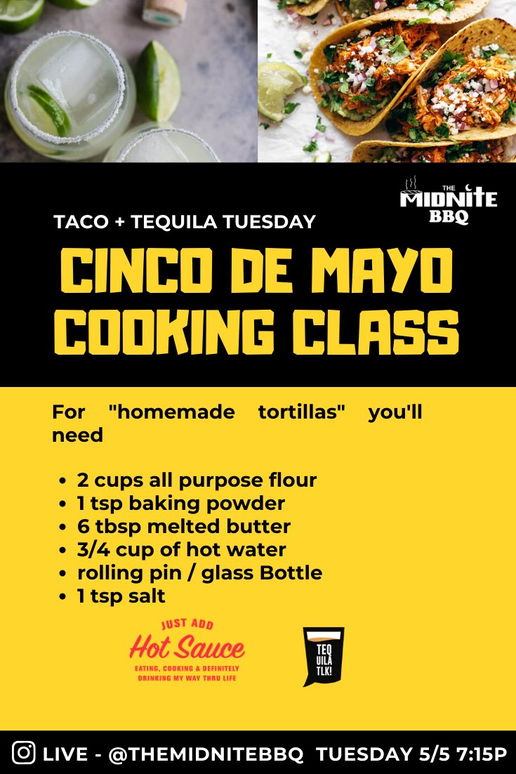 WalkLikeWalt's tweet photo. Tomorrow Evening !!!
After I Pre Game I’m Learning How To Make Homemade Tortillas &amp; Margaritas w/ @themidnitebbq 

Catch Us Going Live At 7:15 @TequilaTlk🥃 https://t.co/B21ZdYxs7W