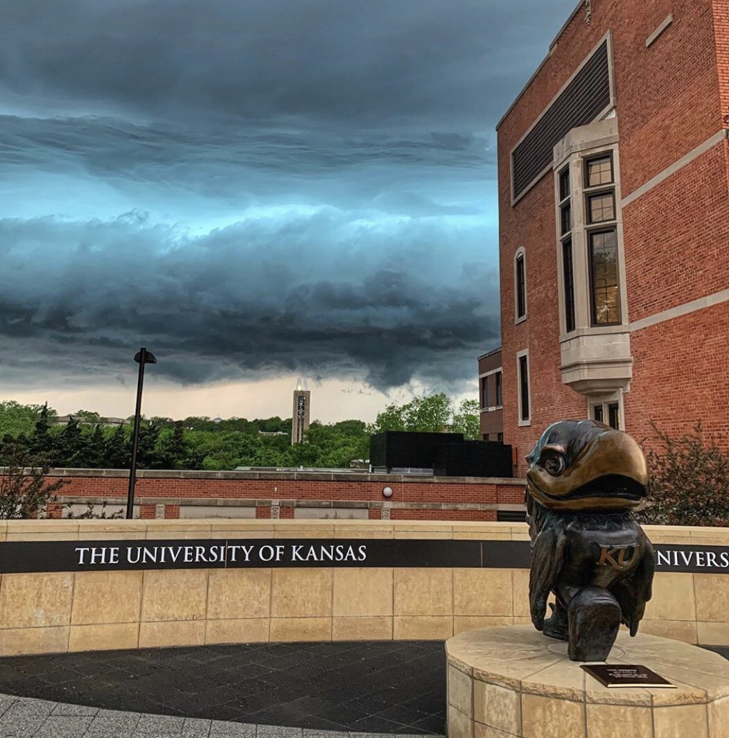 KUCollege's tweet photo. Storm clouds stretching out across Lawrence this morning. 🌫 Rain or shine, the Kansas sky is a sight to behold.

📸: @Maekawa94 https://t.co/KLk1QhzdsR