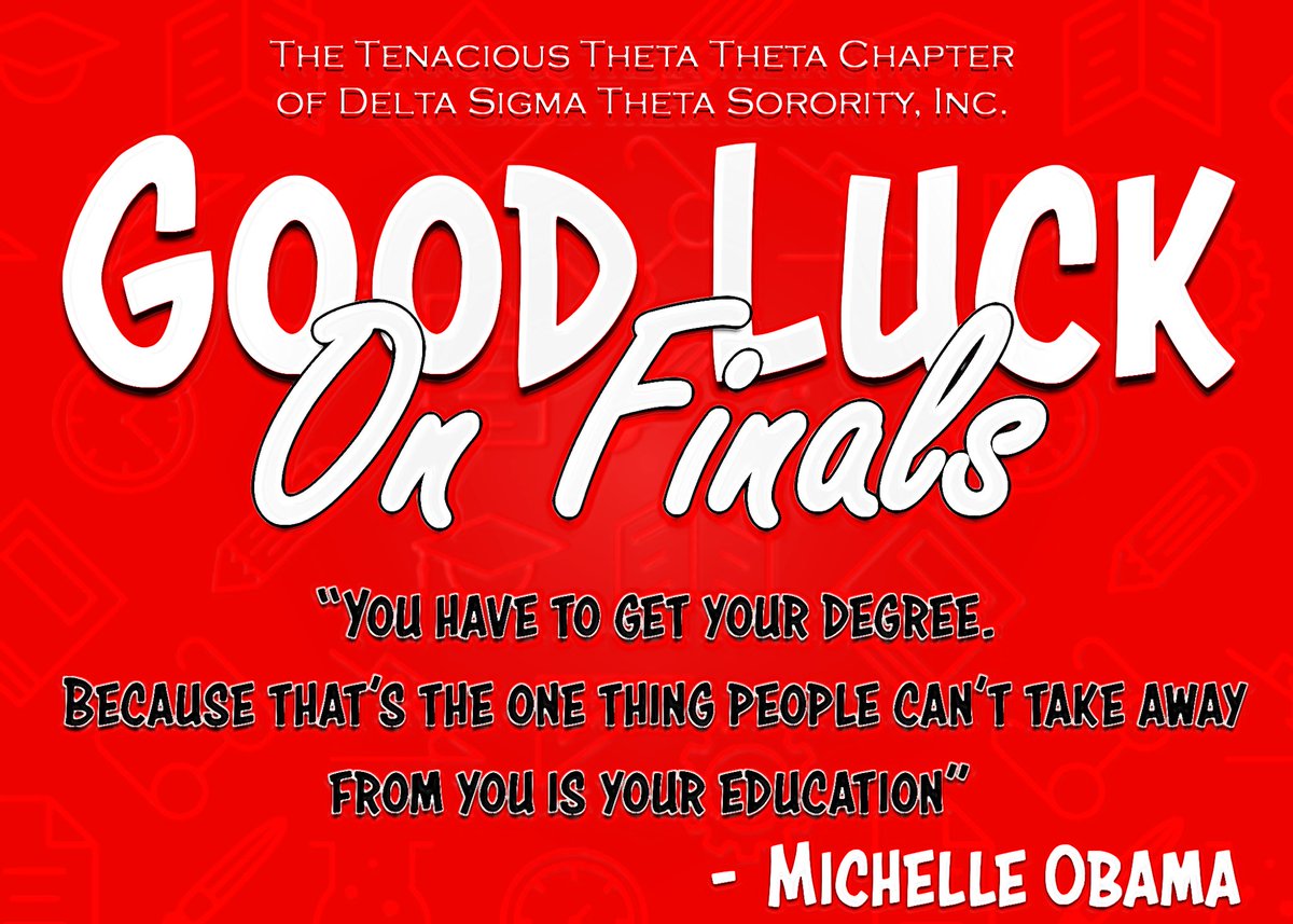 DSTThetaTheta's tweet image. Happy Finals week! We are wishing you all good luck on finals! Stay safe, Stay Healthy and Stay focused! ❤️ #Scholarship #educationaldevelopment #ThetaTheta #dst1913