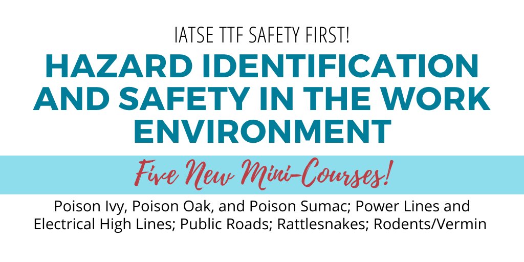 IATSETTF's tweet photo. #SafetyandHealthWeek is May 3-9. Explore safety trainings on the IATSE TTF website including these new Hazard ID mini-courses: Poison Ivy, Poison Oak, & Poison Sumac; Power Lines & Electrical High Lines; Public Roads; Rattlesnakes; Rodents/Vermin.
https://t.co/4xVSesOY2J https://t.co/OWZf9SI5si