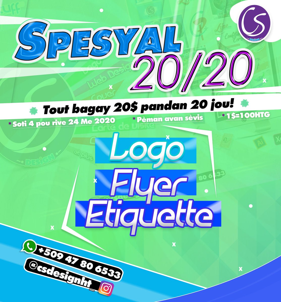 LafayeCarll's tweet photo. Pandaw konfine a, pa sispann travay sou biznis ou, sou projèw!🙂
#CSDESIGN vinn edew travay sou yo avèk spesyal sa🥳 Jwenn bon & bèl travay graphic pou biznis ou, projèw, pou yon ti monnen pandan 20 jou sa yo kap vini an🤗
....
🔥🕺🔥🕺🔥
Kontaktem pou pwofite: +509 47 80 6533 https://t.co/3L49Ie4TJ8