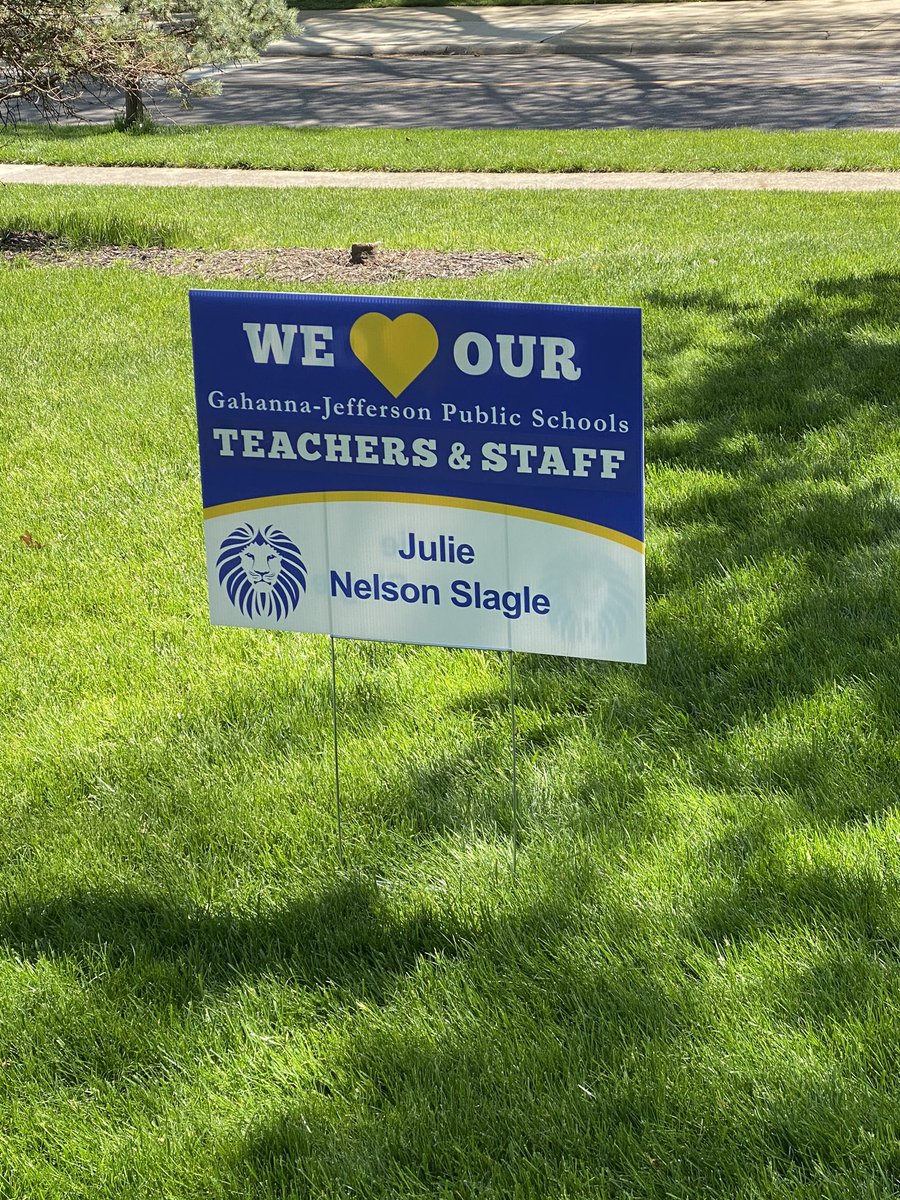 I cried happy tears when I discovered this sign in my yard this morning💙💛 Beyond thankful for my @GLHSLions family! #OnePrideOneFamily #theGJPSway #GJPSbettertogether  @GahannaJeffersn  @jessicaslocum3