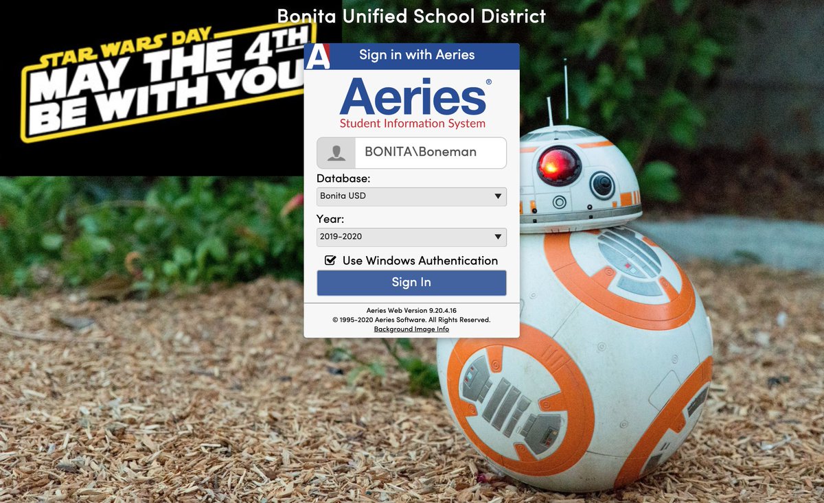 When your SIS just gets that it is a thing! Thank you <a href="/AeriesSIS/">Aeries SIS</a> this will keep me smiling ALL day! #MayThe4thBeWithYou