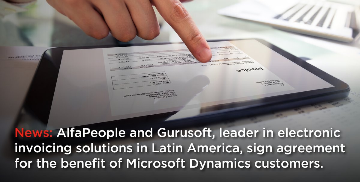 alfapeople's tweet photo. The alliance between AlfaPeople and Gurusoft will deliver the firm a timely and successful combination of electronic invoice and Microsoft Dynamics 365 Finance and Operations. More information here:
https://t.co/2AVd7fIlQy 

#ElectronicBilling #Software #ERP https://t.co/SS2Eq37qKf