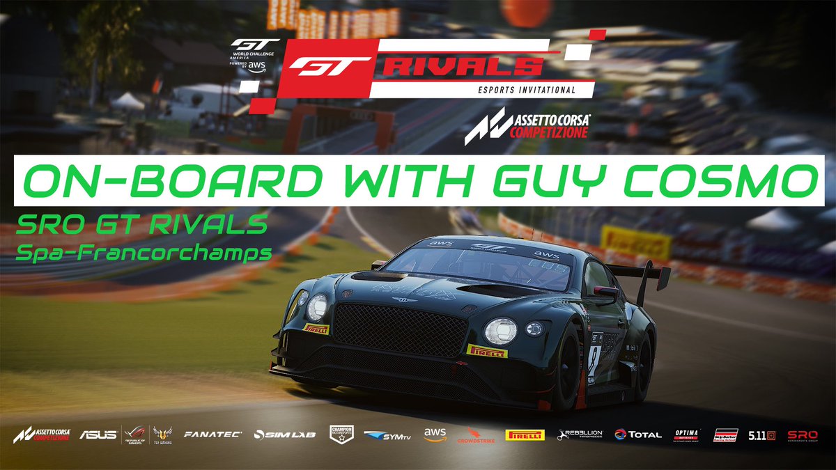 GuyCosmo's tweet photo. Miss the race yesterday? Catch it from my perspective here!

VIDEO: On-Board with Guy Cosmo: SRO GT Rivals at @circuitspa!
https://t.co/Umgg6H9JGI

#BringTheThunder #GTWorldChAm #Bentley #ContinentalGT3 #KPAXracing #Torxen #GuyCosmo #CosmoSport #GT3 #GTRivals #SROesports https://t.co/txuKcxNJdT