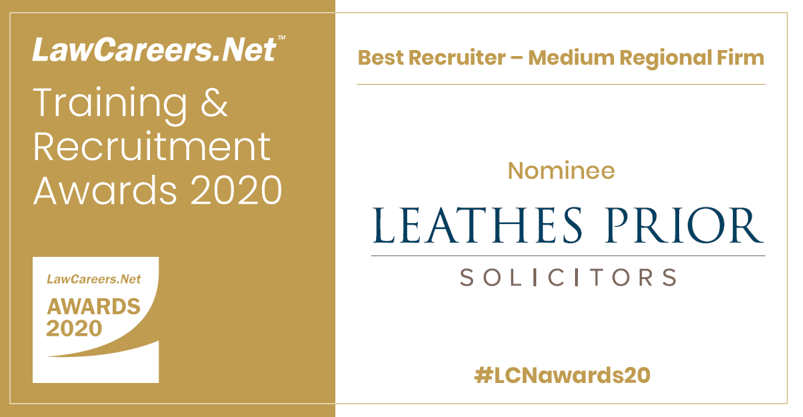 Leathes Prior nominated to win Best Recruiter award. See the full article here:
leathesprior.co.uk/news/leathes-p…
#recruitment #training #LCNawards20 #LawCareers  #stillheretohelp
