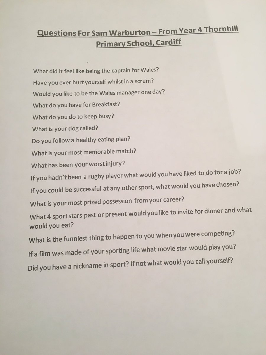 @samwarburton_ here are the children’s questions. We really appreciate you taking the time to encourage children to engage in home learning at this difficult time. My email is PykeV@hwbcymru.net if that is easier for replying. Thanks again!