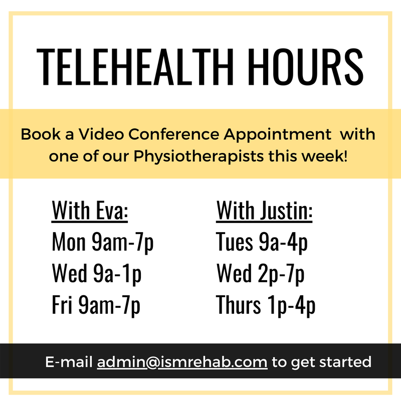 ISMRehab's tweet photo. Our physiotherapy hours this week! We are offering virtual visits, and for urgent need patients in-person visits.

Email admin@ismrehab.com or visit https://t.co/EqkssDWPqD to get started!

#onhealth #physiotherapy #burlingtonont #hamiltonont https://t.co/haY5axLG4Y