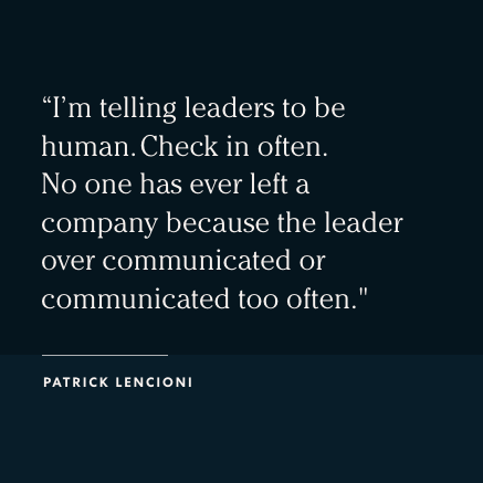 AndyStanley's tweet photo. I recently asked @PatrickLencioni what advice he has for leaders right now. This was his response. Listen to the full conversation here: https://t.co/8O0oyU51bG https://t.co/vWSHi7Qkrh