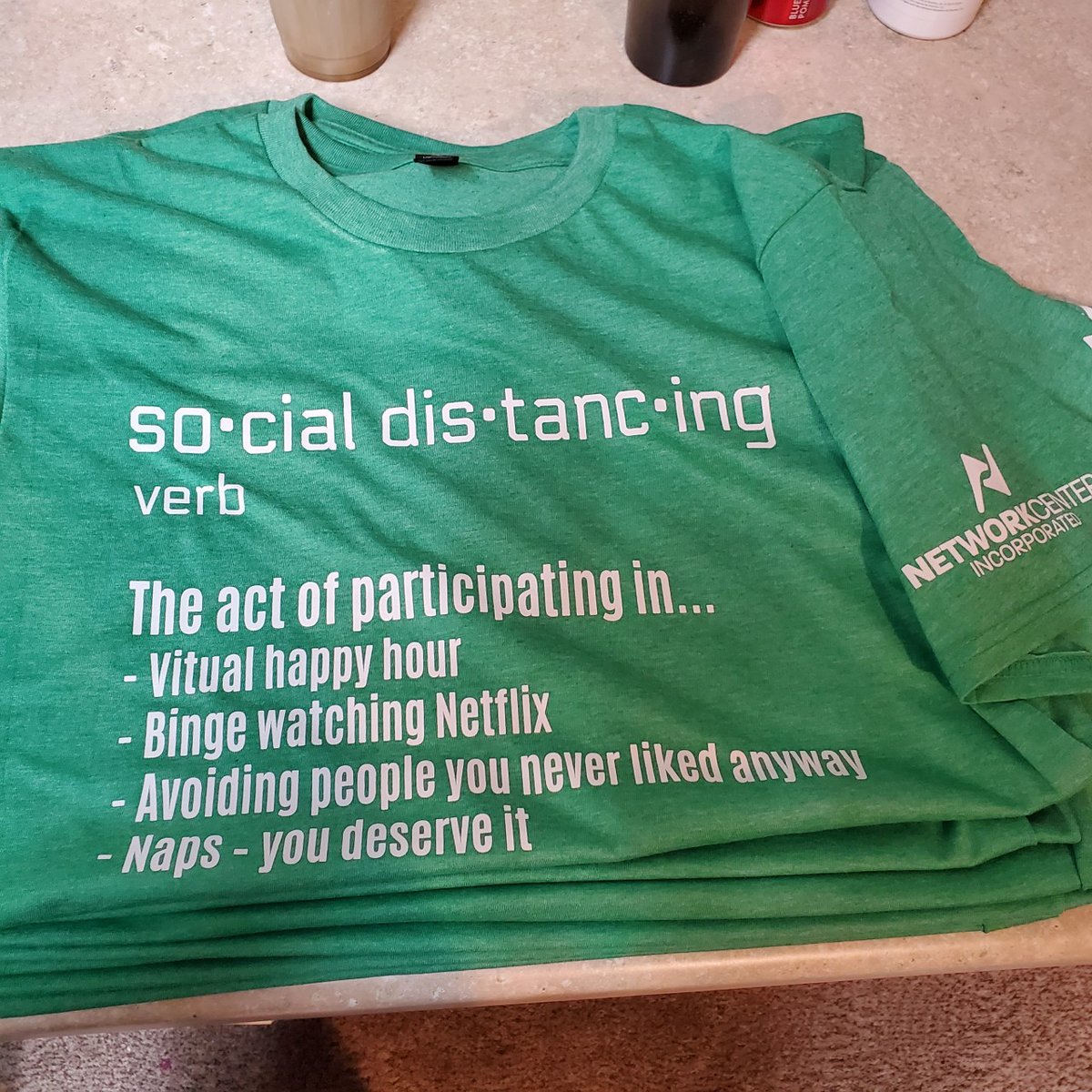 NetworkCenter's tweet photo. Today we're celebrating #TeamNCI with employee "work from home" gifts from local businesses. A big thank you to @NDTOUGHGEAR for the awesome shirts! https://t.co/eKsaoPqNNC