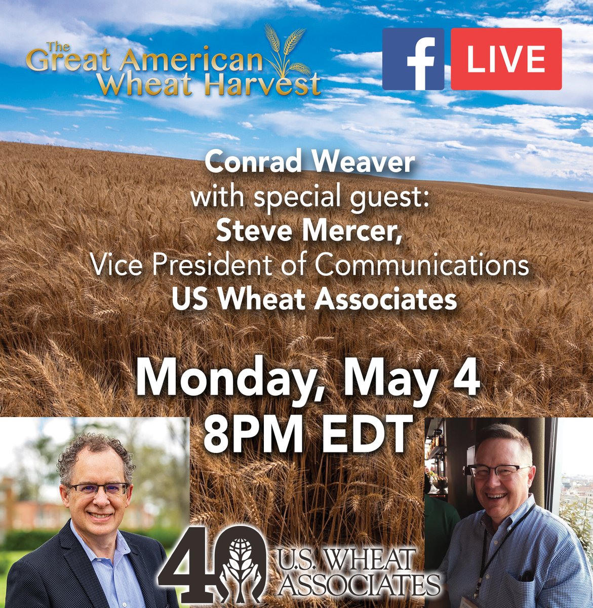 Join me tonight at 8PM EDT for an interview with Steve Mercer, VP of Communications at <a href="/uswheatassoc/">US Wheat Associates</a> #FacebookLive 

facebook.com/WheatHarvestMo…

#wheat #exports #markets