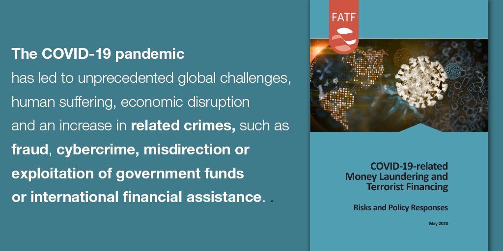 FATFNews's tweet photo. As the world battles COVID-19, a new paper outlines the challenges and policy responses to combat money laundering and terrorist financing risks emerging during the pandemic. The paper contains updates that have been shared with FATF members and partners➡️https://t.co/Se9MxgA1LT https://t.co/cb5nDWjnea