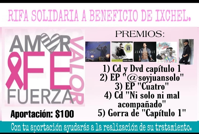 SoloManiaJnSolo's tweet photo. ¿Te imaginas poder obtener todo un kit de @soyjuansolo y a la vez ayudar a alguien? 😍... En esta ocasión es posible, adquiriendo un boleto de $100 ayudarás a Ixchel con su tratamiento y tú podrás ser el ganador de este grandioso premio.

Nos ayudas con un RT ❤️ https://t.co/ZwghJg8n94